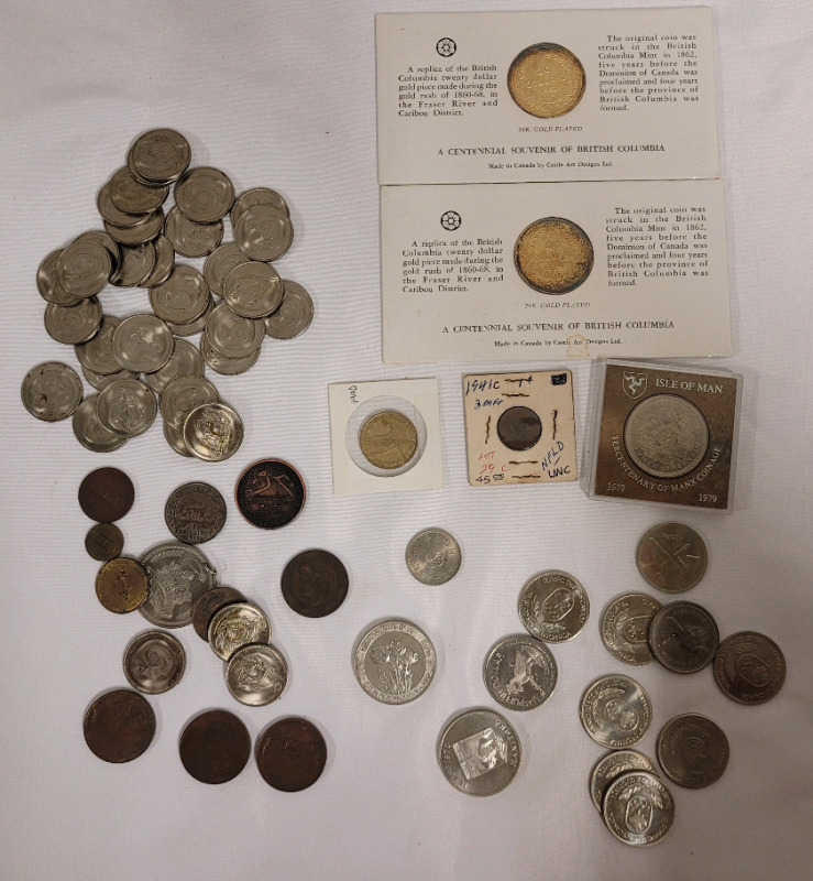 World Coin & Token Lot . Canada , Great Britain , East Africa