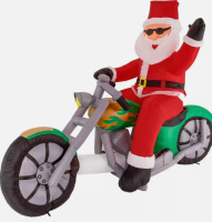 Christmas Masters 6ft Inflatable Santa Claus Riding a Motorcycle Yard Decoration