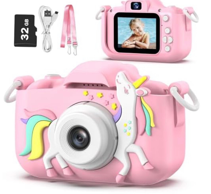 Goopow Kids Camera Toys for 3-8 Year Children Digital Video Camcorder Camera with Cartoon Soft Silicone Cover