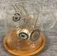 Glass Evil Eye Mug with Coaster 3.5”