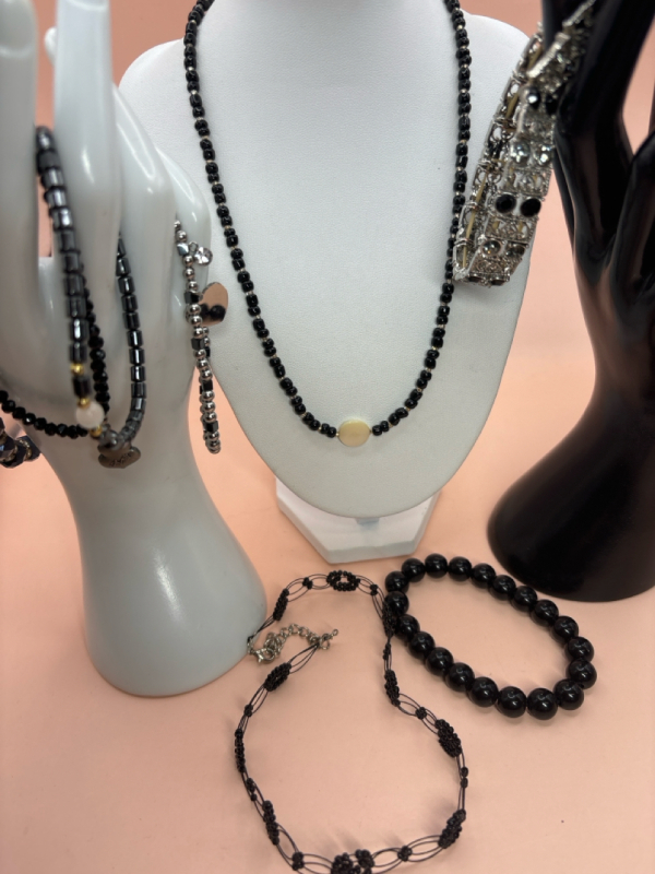 Faceted Black Bead Rhinestone Modern Jewelry