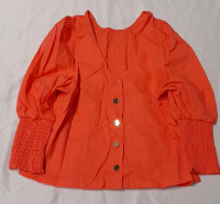 As New Size S Stella & Dot V Neck button front shirt with smocked cuffs