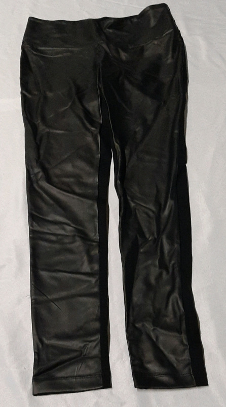 New Size S Faux Leather Leggings faux leather in the front knit fabric in the back