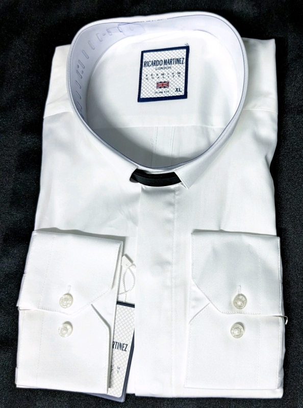 New JOSE PEREZ Pure Cotton Dress Shirt/ Reverse (?) Priest Shirt w Collarino (Size XL : 43/44)