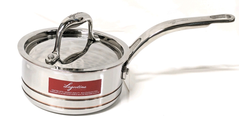 New LAGOSTINA 5-Ply Copper Clad 1L 14cm Saucepan w Spout & Lid