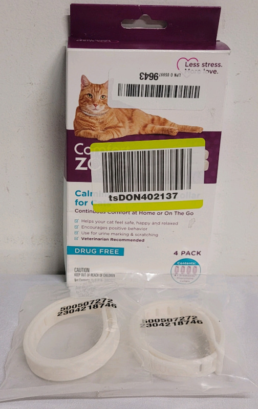 New - Comfort Zone 2 Pack Cat Calming Pheromone Collar for Cats , 2 Sealed Collars