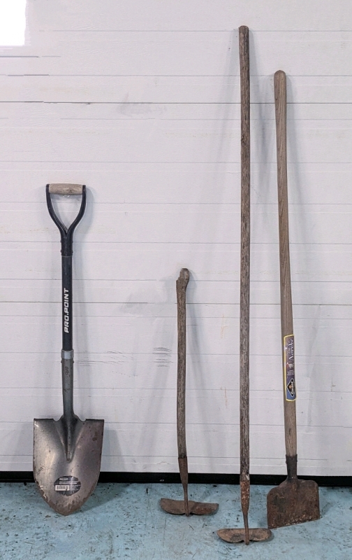 4 Vintage to Modern Garden Tools 30-58" Long