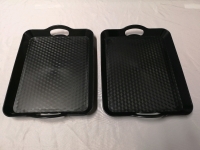 2 New Black Plastic Trays - 15x12x1.5"