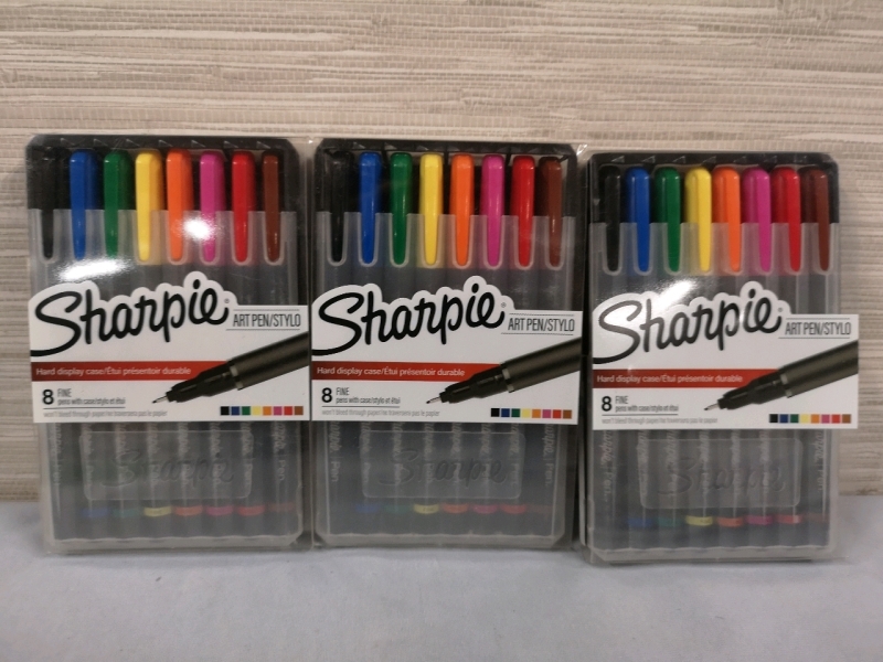 24 New Sharpie Fine Pens - 3 Packs