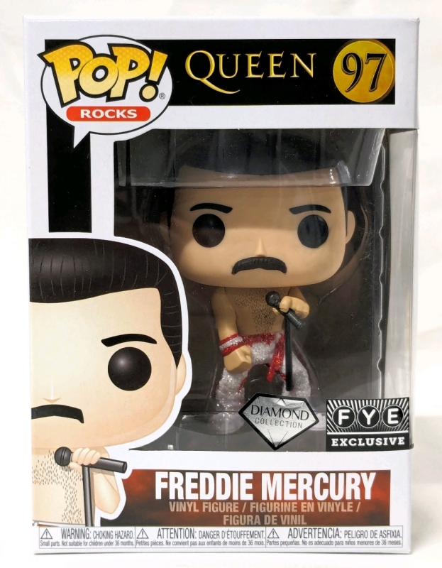 New FUNKO POP! #97 Queen Diamond Collection FREDDIE MERCURY Vinyl Figure - FYE Exclusive