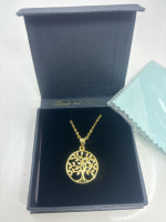 925 Sterling Gold Over Tree Of Life Necklace