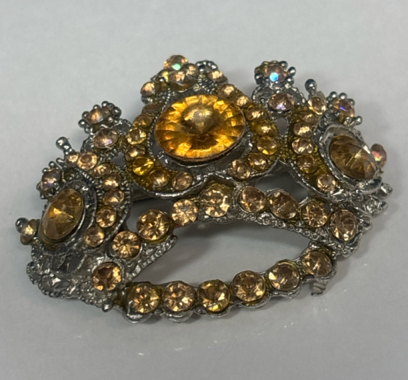 Statement Topaz Rhinestone Crown Brooch