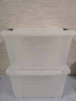 2 New Storage Bins - Lids Cracked & One Bin AS IS