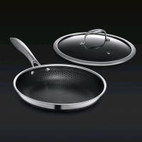 New HexClad Hybrid Nonstick Frying Pan with Lid -10" Compatible with All Cooktops