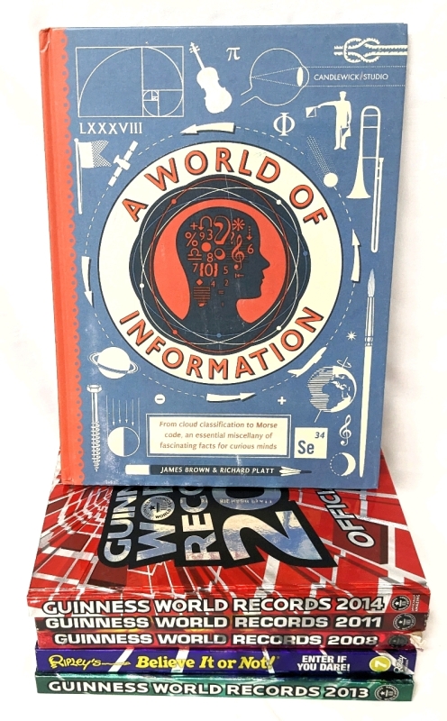 6 Hardcover Books : GUINNESS World Records ('08, '11, '13 & '14) , RIPLEY'S Believe It Or Not & A World of Information