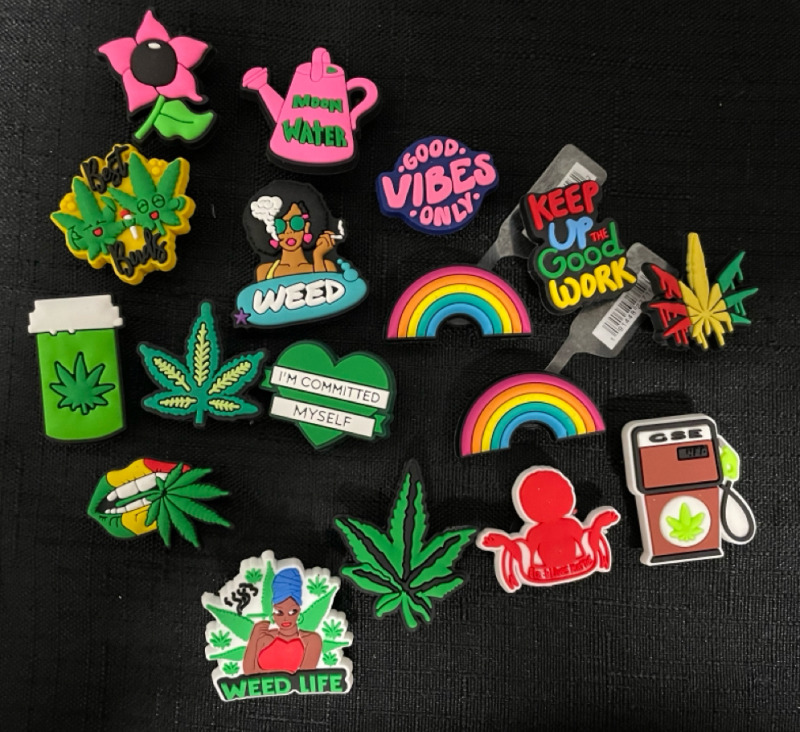 18 NEW weed themed Croc plugs with carry case