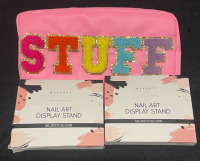 2 NEW Markartt nail art displays & 1 NEW 6” H x 9”W STUFF bag