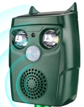 As Is - Solar Powered Waterproof Outdoor Device for Home Use, with Flashing-Light, Sound Frequency 18 kHz - see description
