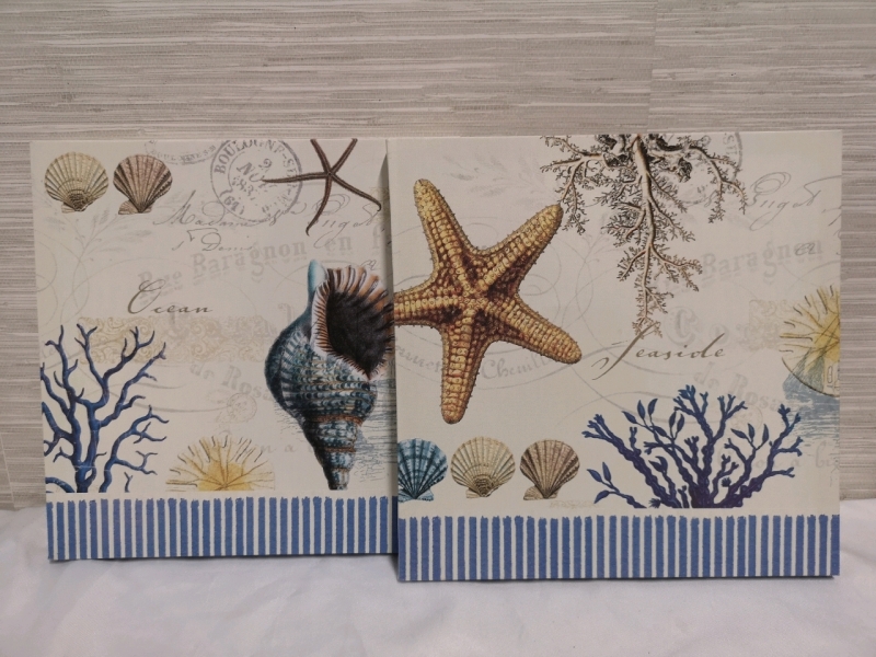 2 As New Seashell Canvas Wrapped Pictures 12 by 12"