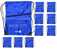 10 New Drawstring Backpacks with Front Zipper & Cord Hole Branded BMO 11.5" x 17"