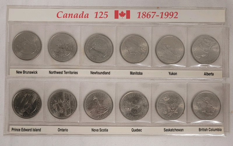1992 (1867-) Canadian Canada 125 Provincial Quarter Set .