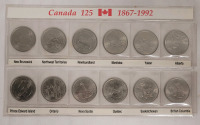 1992 (1867-) Canadian Canada 125 Provincial Quarter Set .