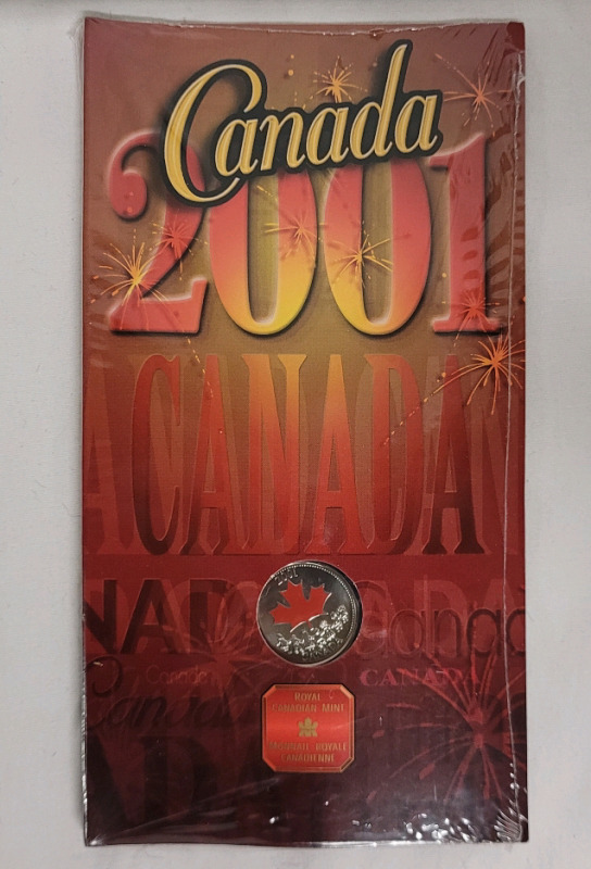 2001 Canadian Canada Day Red Maple Leaf Colored Quarter 25 Cents Coin SEALED