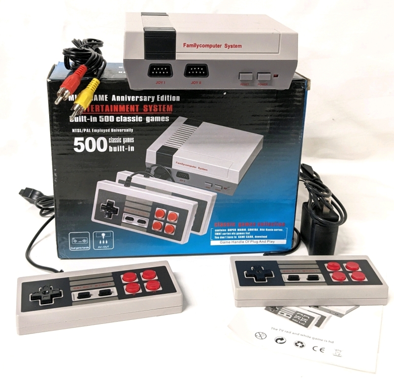 Mini Game Anniversary Edition Entertainment System with 2 Controllers & 500 Classic Games Built-In