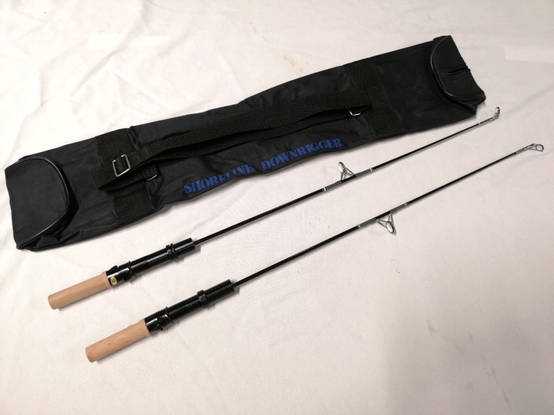 2 New Shoreline Downrigger Ice Fishing Rods with Carrying Case - Rods 30" Long