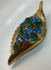 Vintage Brilliant Cut Rhinestone Emerald Topaz open Work Brooch - 3