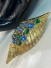 Vintage Brilliant Cut Rhinestone Emerald Topaz open Work Brooch - 4