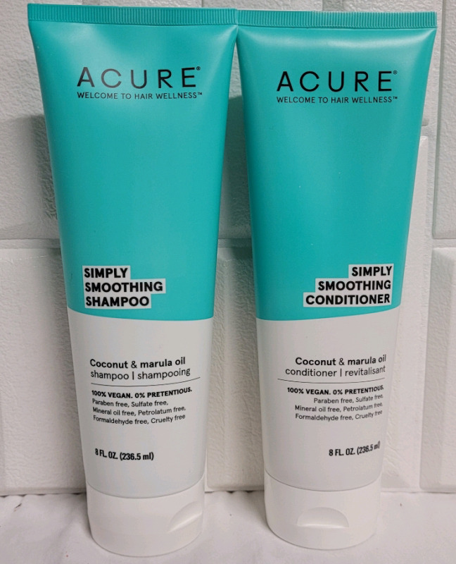 New - Acure 100% Vegan Shampoo & Conditioner . Coconut & Marula Oil