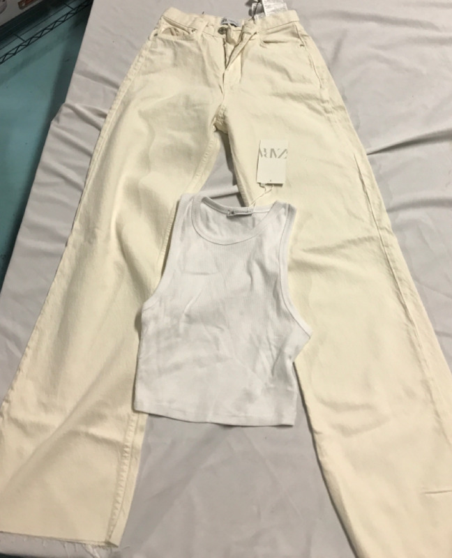Zara Sleeveless top & Wide Leg Pants medium & size 3 pants