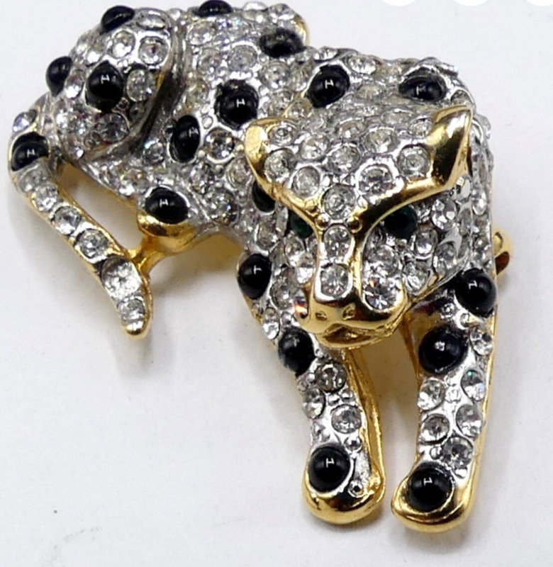 Rhinestone Enamel Leopard Brooch JL Aldenkamp Netherland