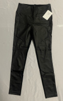 NEW Size L Stella & Dot black leggings half faux leather