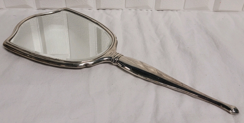 Vintage Birks Sterling Vanity Hand Mirror . Measures 12 1/4" long