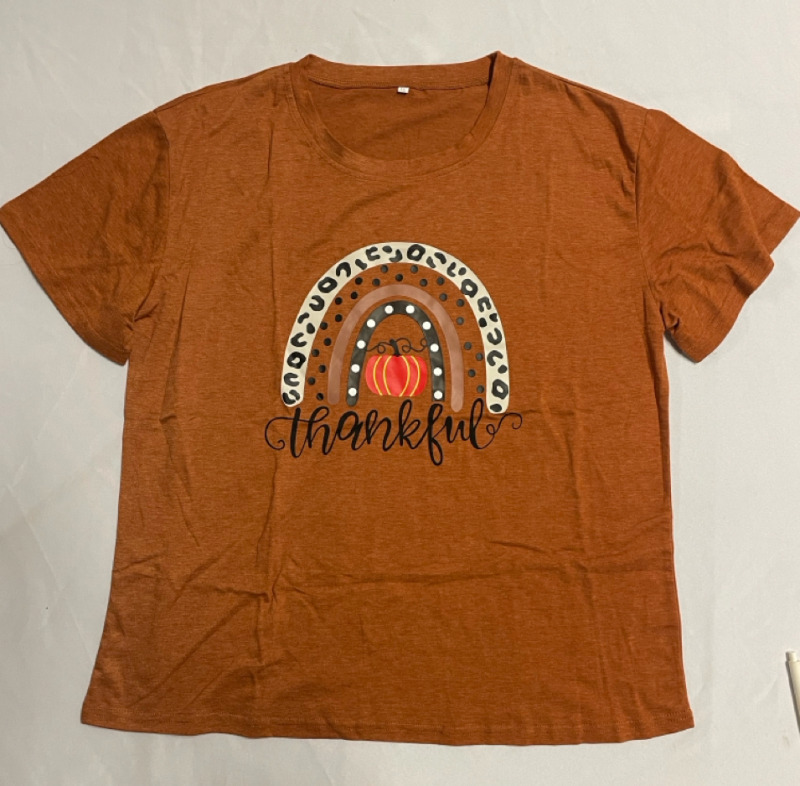 NEW Floerns Women&rsquo;s Plus Size thankful t shirt Apricot 2XL