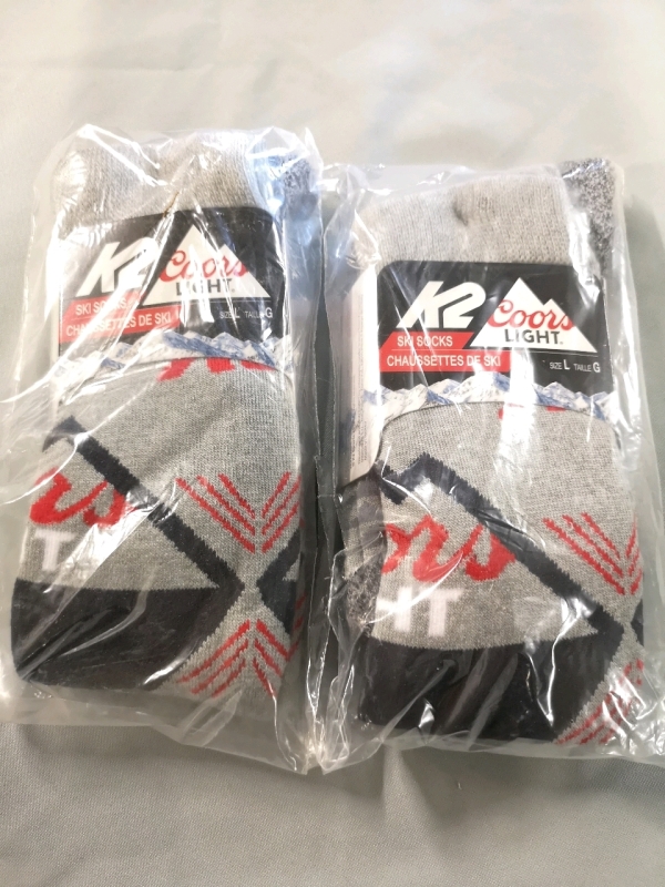 2 New Pairs Coors Light sz Large K2 Ski Socks