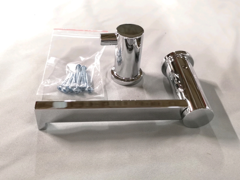As New Toilet Paper Holder and Hook - Hardware Included Chrome