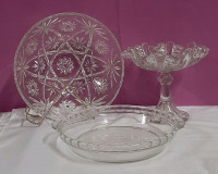 Vintage Cut Glass Compote Cut Glass Fruit Bowl 75th Anniversary Pyrex Pie Plate