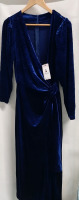 Orillia Blue Velvet Like Dress Zip Back Size M