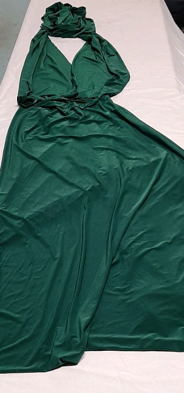 As New American Wear Formal Dress Ties at back with a long Full Sash Waist Full Flowy Skirt to Floor 45in Waist 22" No tag on dress