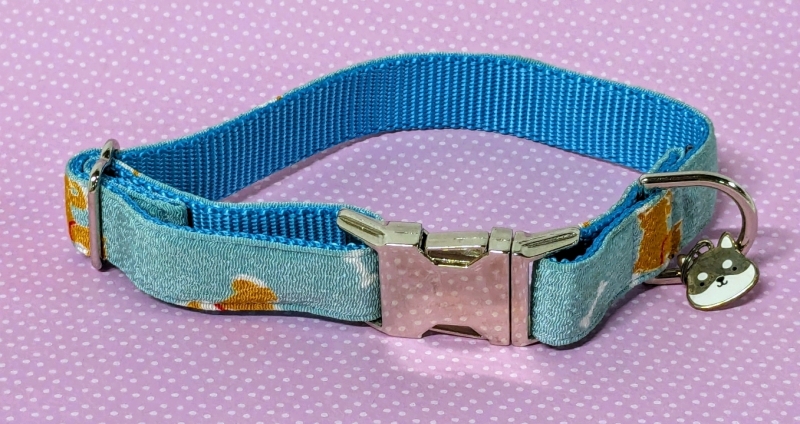 New HelloShibe Dog Collar 15" Long x 1" Wide (with adorable Shiba Charm!)