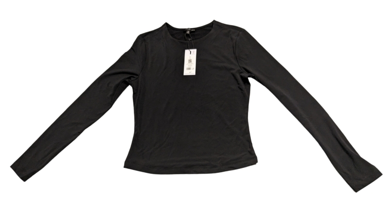 New Size Medium Dynamite Ladies Haut Sculpt Long Sleeve Crew Neck Top (Black)