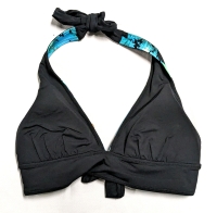 New Size Medium Marks FarWest Women's Reversible Halter Bikini Swim Top (Turquoise Print / Black)