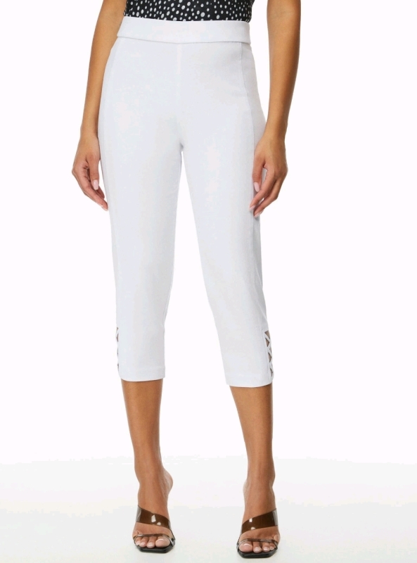 New Size 4 Laura Petites Cross Detail Capris Pants (White) Retails for $78!