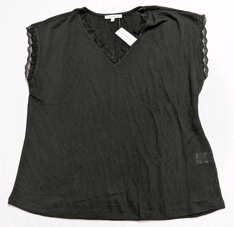 New Size Large San Francisco Light & Lacey Knit Top (Black) Style: S09VKNI00290