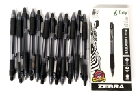New 12pk Zebra Black Ink Ball Point Pens 1.0mm Medium Point #22210