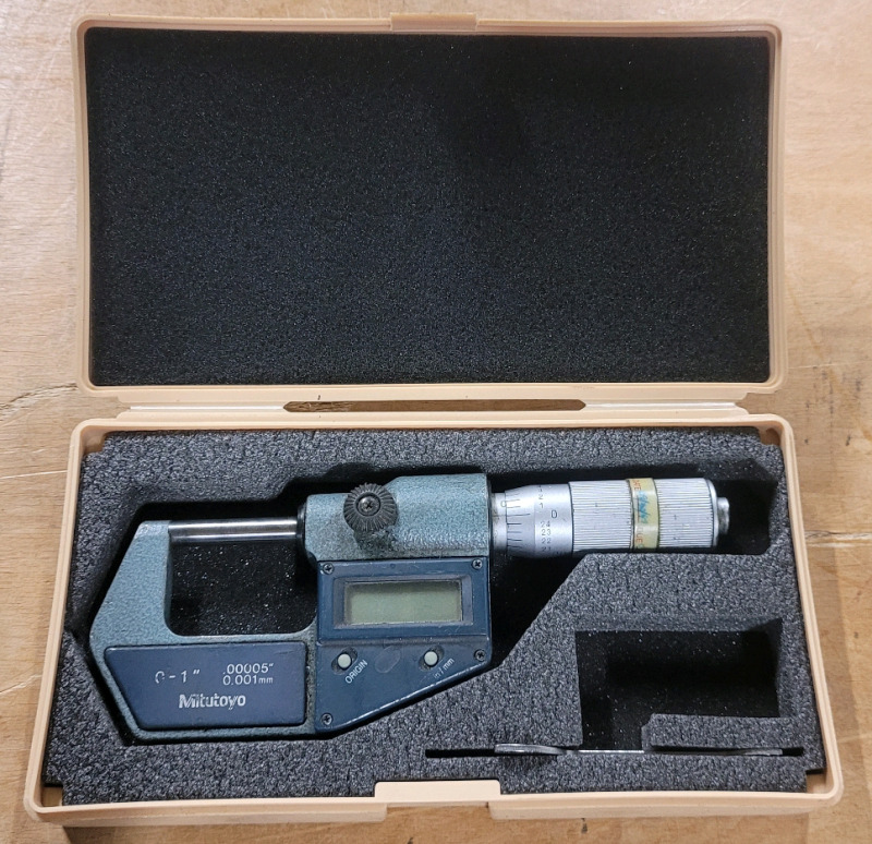 Mitutoyo Digimatic Micrometer with Case , 0.0001mm - 1" . Requires Battery