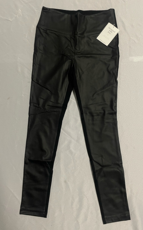 NEW Stella & Dot black leggings half faux leather size XS